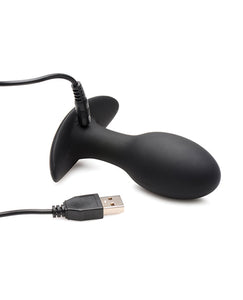 Curve Novelties Rooster Rumbler Medium Vibrating Silicone Anal Plug - Black