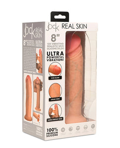 Ultra-realistisk 8" silikone vibrator dildo med dual densitet og sugekop