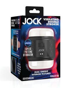 Adjustable Pleasure Jock Vibrating Double Stroker - Black