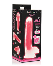 Load image into Gallery viewer, Glow-in-the-Dark Purple Silicone Dildo with Balls - 7&quot; Lollicock by Curve Toys
