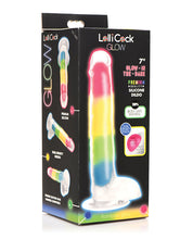 Load image into Gallery viewer, Glow-in-the-Dark Purple Silicone Dildo with Balls - 7&quot; Lollicock by Curve Toys
