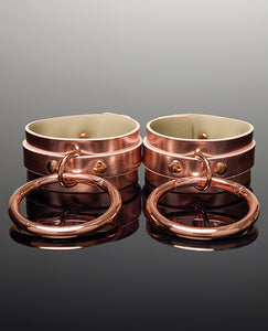 Rose Gold Adjustable Pleasure Handcuffs - Versatile Design with Decorative Grommets