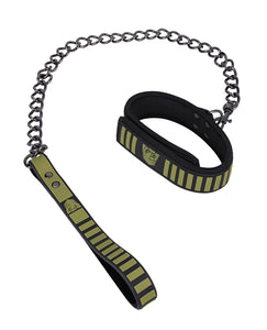 Fort Troff Tactical Bondage Collar & Leash - Black/Green