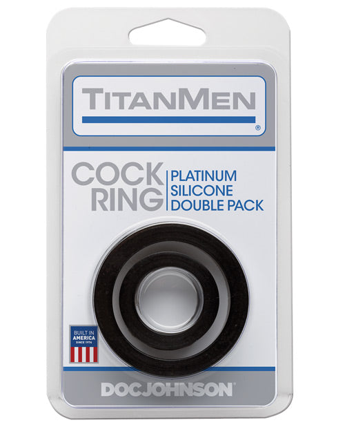 TitanMen Platinum Ensemble de Cock Rings en Silicone Double - Noir