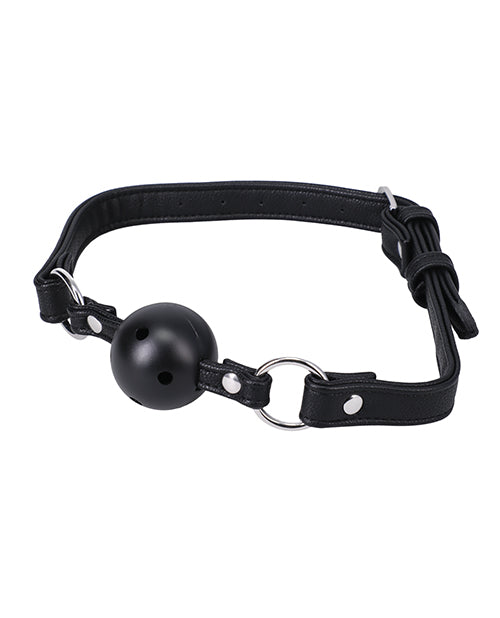 Vegan Leather Ball Gag - Adjustable Black Restraint