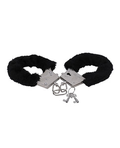 Faux Fur Cuffed Restraints - Midnattssvart för Bondagekul