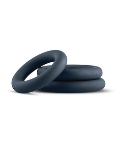 Tri-Size Silicone Cock Ring Set - Black