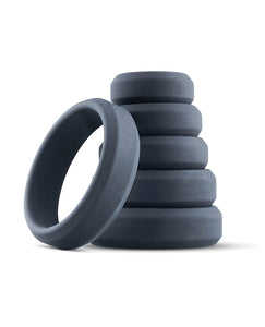 Premium 6-Piece Silicone Cock Ring Collection - Black