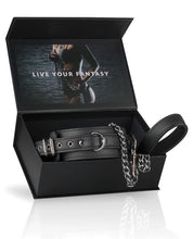 Load image into Gallery viewer, Bondage Collar and Leash Set - Adjustable Faux Leather Black
