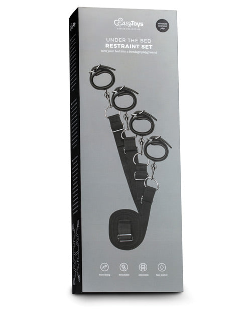 Under-säng Bondage Restraint System Justerbar Manschettset Svart