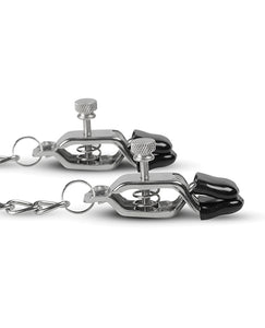 Sensational Silver Nipple Clamps with Adjustable Chain Set