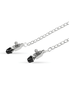 Sensational Silver Nipple Clamps with Adjustable Chain Set