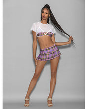 Încărcați imaginea în vizualizatorul Galerie, Euphoria 4-Piece Playful Adult Schoolgirl Set in Purple Plaid
