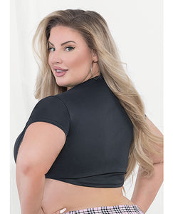 Black Tie-Front Top for Queen Size 16-20