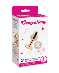 Gemsations Plugue anal de metal Bling Bling de 2" para iniciantes