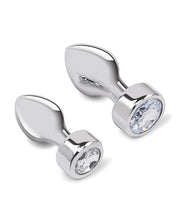 Load image into Gallery viewer, Gemsations 2 pc 3.25&quot; &amp; 3.7&quot; Tapered Bling Bling Metal Butt Plug Training Set - Silver
