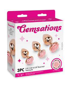 Gemsations 3-delige 2,75" & 3,15" & 3,7" Rose Metal Butt Plug Trainingsset - Rose Goud