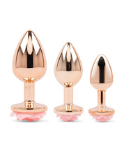 Load image into Gallery viewer, Gemsations 3 pc 2.75&quot; &amp; 3.15&quot; &amp; 3.7&quot; Rose Metal Butt Plug Training Set - Rose Gold
