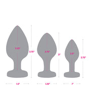 Ladda bilden i Galleri Viewer, Gemsations 3 st 2,75&quot; &amp; 3,15&quot; &amp; 3,7&quot; Silikon Bling Bling Heart Butt Plug Training Set - Svart
