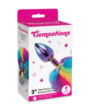 Load image into Gallery viewer, Gemsations 2.95&quot; Metal Bunny Tail Rainbow Butt Plug - Rainbow
