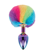 Load image into Gallery viewer, Gemsations 2.95&quot; Metal Bunny Tail Rainbow Butt Plug - Rainbow
