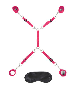 Ultimate Hot Pink Bed Bondage Restraint Set for Couples