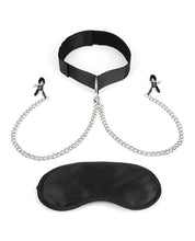 Load image into Gallery viewer, Adjustable Lux Fetish Collar with Nipple Clamps and Blindfold
