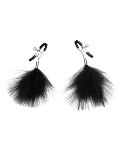 Sensual Feathered Nipple Clamps - Black for Intense Pleasure