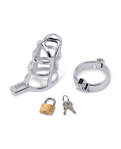 Premium 3.75 Inch Stainless Steel Cock Restraint Cage Silver