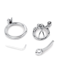 Lockmaster Premium Inverted Micro Chastity Cage Silver Steel