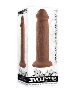 Realistic 7" Girthy Vibrating Dong with Suction Cup - Dark