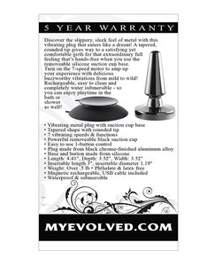 Evolved Beginner Vibrating Rechargeable Metal Plug - Μαύρο