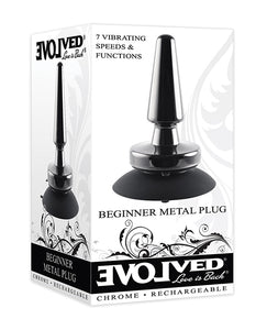 Evolved Beginner Vibrating Rechargeable Metal Plug - Μαύρο