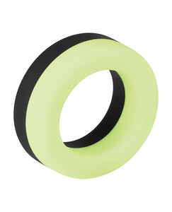 Forto F-19 Two Tone Liquid Silicone Cock Ring - Black/glow In The Dark