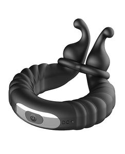 Forto F-24 Black Textured Vibrating Cock Ring for Pleasure