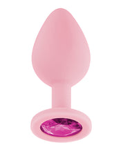 Load image into Gallery viewer, Luv Inc. Jeweled Silicone Butt Plug W/three Stones
