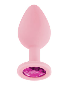 Luv Inc. Jeweled Silicone Butt Plug W/three Stones