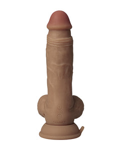 FLEXISKIN 7.5" Real-Feel Vibrating Dong with Balls - Oak