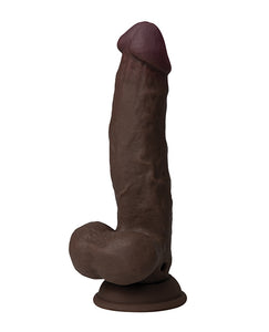 Mahogany 8.5" Curved Vibrating Dong with Real-Feel Balls - FLEXISKIN Liquid Silicone