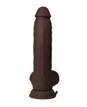 Load image into Gallery viewer, Curved Vibrating Dong with Balls - 9.5&quot; Mahogany FLEXISKIN Silicone
