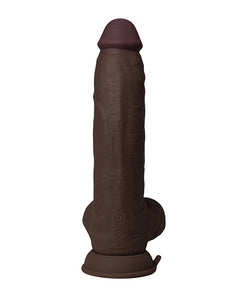 Curved Vibrating Dong with Balls - 9.5" Mahogany FLEXISKIN Silicone