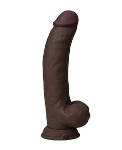 Curved Vibrating Dong with Balls - 9.5" Mahogany FLEXISKIN Silicone