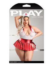 Load image into Gallery viewer, Playful Medic-Themed Teddy Set with Pleated Skirt and Accessories in Red and White
