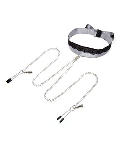 Fifty Shades Of Grey Play Nice Halsband und Nippelklemmen aus Satin und Spitze