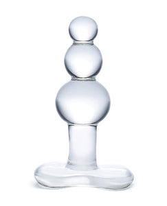 Glas 4" Perlen-Glas-Buttplug mit konischer Basis - Klar