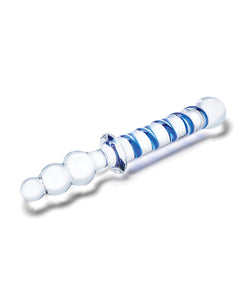 Dildo cu capete duale din sticlă borosilicată de 10" - Albastru Ocean