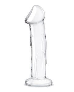 Realistic 6" Glass Dildo with Textured Veins and Flat Base