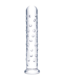 10-Inch Glanzend Kristallen Glas Dildo met Rimpels - Doorzichtig