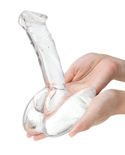 Afbeelding laden in Galerijviewer, Gebogen 7,5&quot; Glazen Rijdbare Dildo met Stabiliteitsbasis
