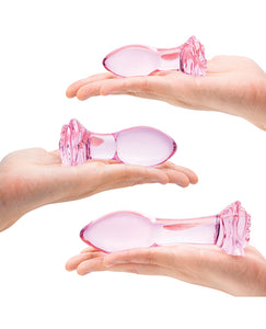 Ensemble de 3 bouchons anal en verre Rosebud - Rose